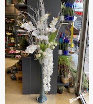 Uzun Vazolu Salon Köşe Yapay Çiçek