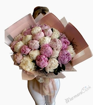 Pembe Beyaz Şakayık Buket