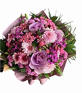 Pembe Lila Kır Çiçekleri Buketi