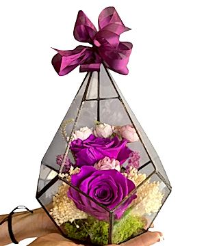 Prizma Camda Eflatun Solmayan Gül