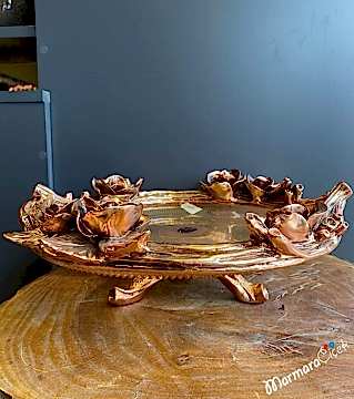 Royal Bronz Çiçekli Çikolata Tepsisi