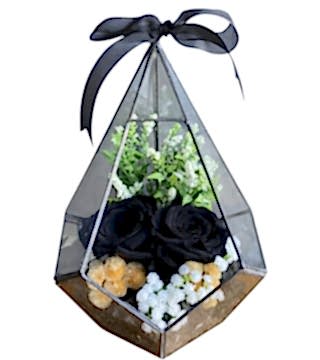 Prizma Camda Siyah Solmayan Gül