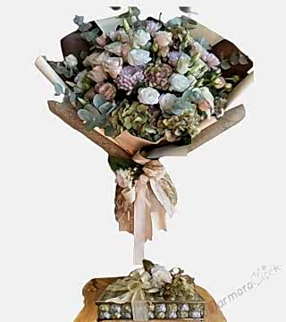 Soft Nişan Buketi ve Sandıkta Nişan Çikolata Seti 