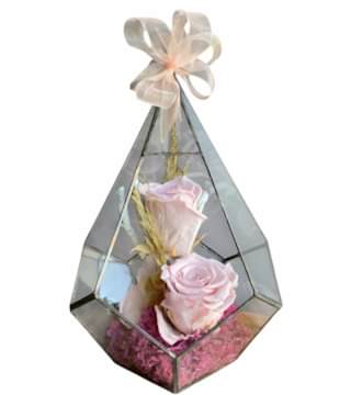 Prizma Camda Pudra Pembe Solmayan Gül