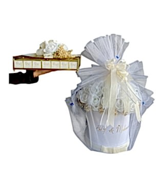 Yapay Beyaz Güller Nişan Seti