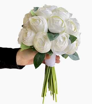 Yapay Beyaz Şakayık Gelin Buketi